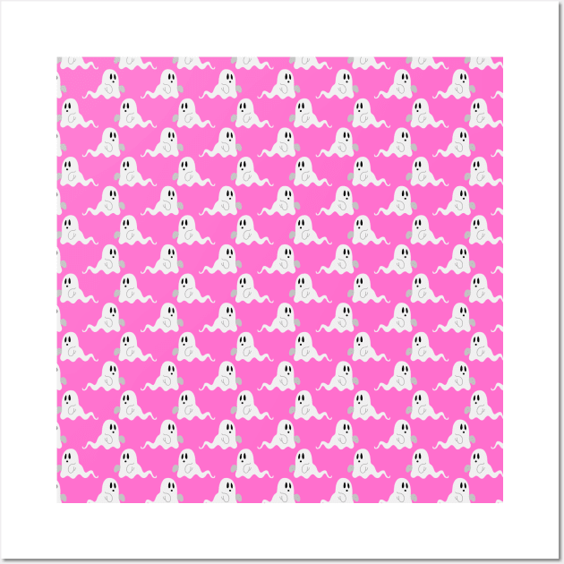 Pink Ghost Pattern Wall Art by saradaboru